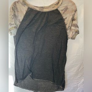 Front Knotted Camo See-through Shirt